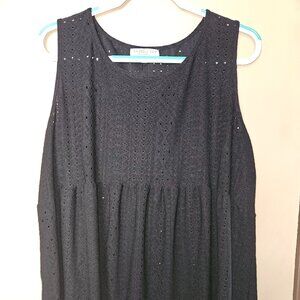 ChicSoul Boutique Sleeveless Black Eyelet Blouse